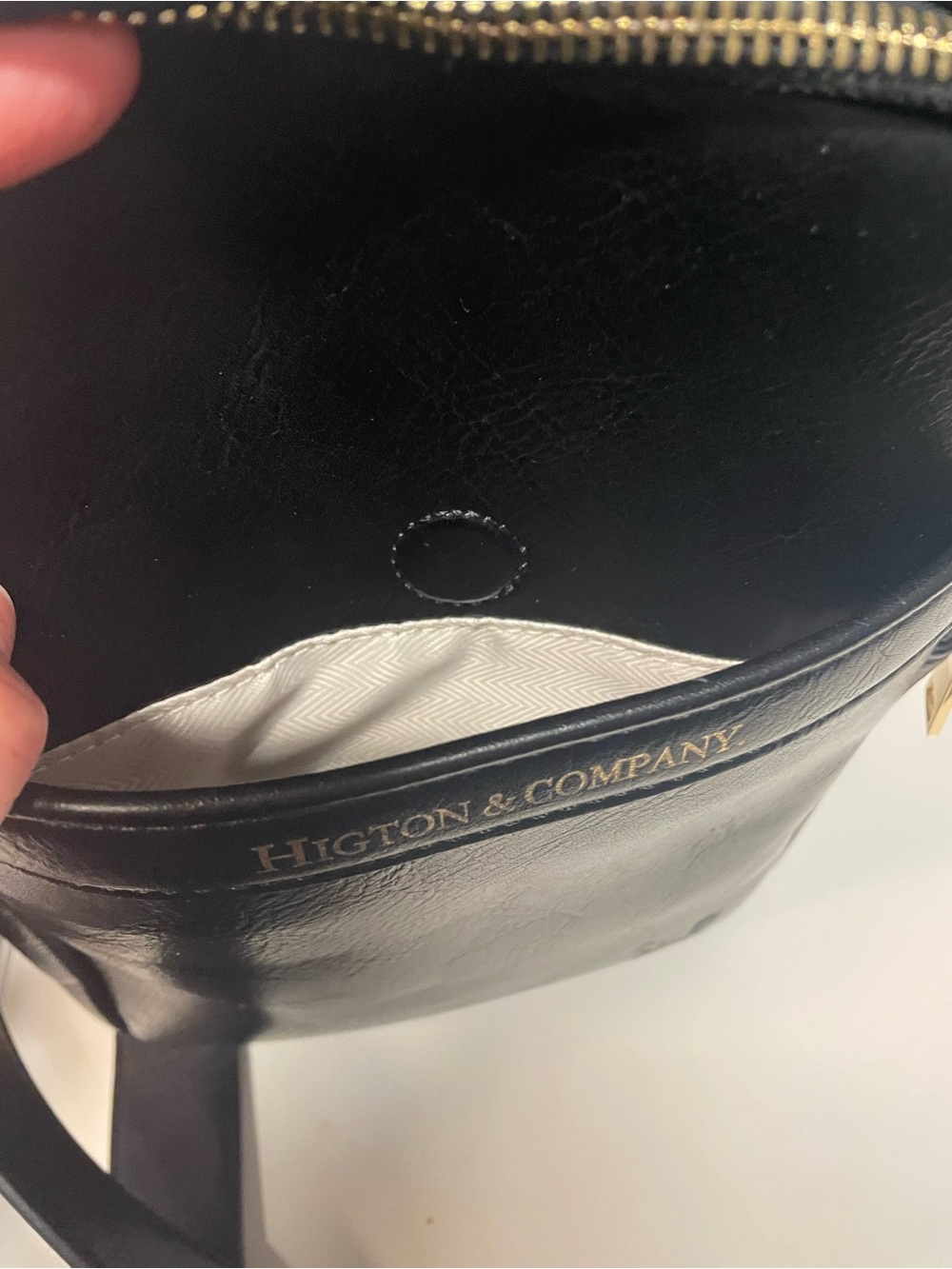 Higton & Company Women’s Black Leather Crossbody Bag with Gold Zip - Picture 11 of 13